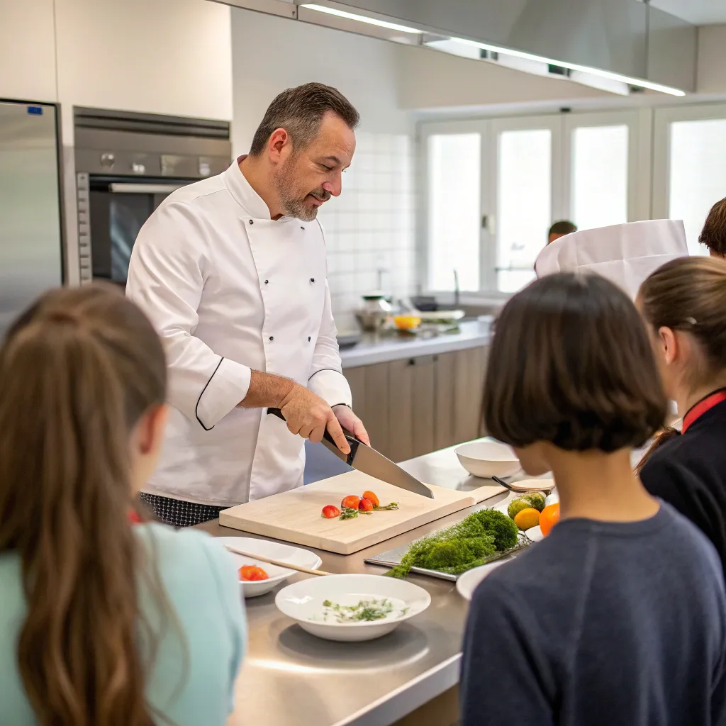 Professional chef conducting a class