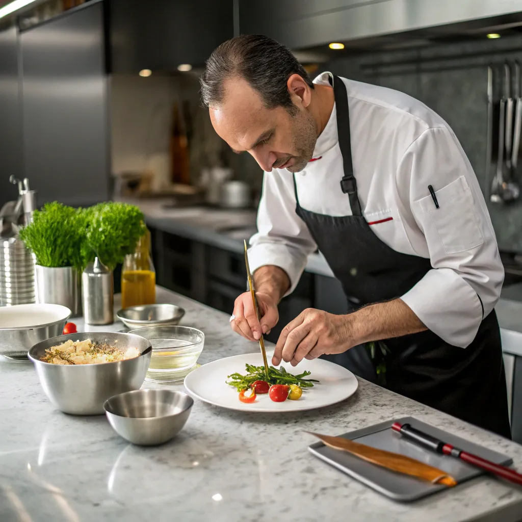 Chef preparing gourmet meal